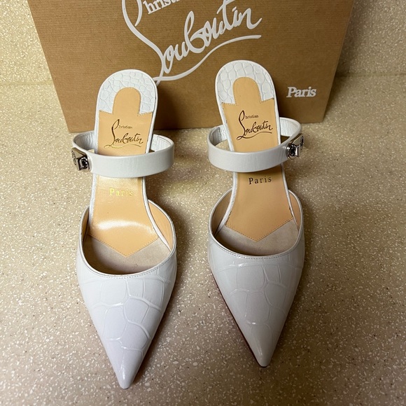 Christian Louboutin Choc Lock 85 Leather Pump White 38.5 / 8.5 - Picture 5 of 8